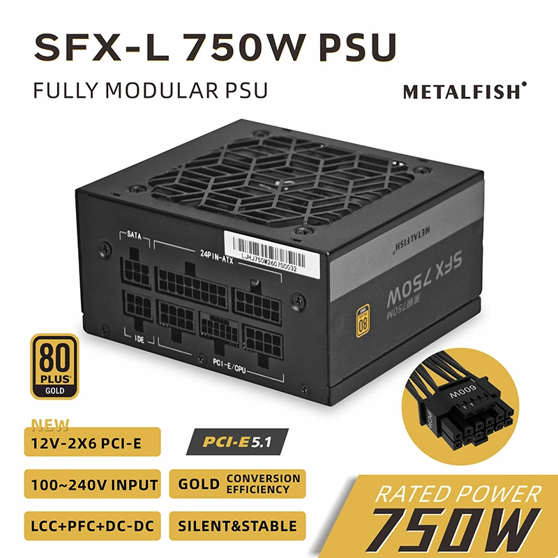 Psu Computer - SFX 750W 80PLUS Gold PSU Black